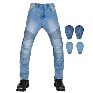 Motorcycle Apparel Men's Riding Pants With CE Armor Silica Gel Protection Pads Washed Straight Motocross Racing Jeans Cycling Trousers