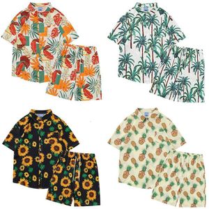 Travel Set 2023 Men's And Women's Short Sleeved Shirts, Beach Vacation, Casual Oversized Shorts, Capris, Couple's Outfit