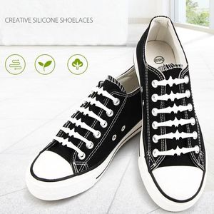 Shoe Parts 16pcs/Lot Elastic Silicone Shoelaces Creative Black White Bat Shaped No Tie Laces