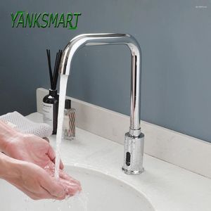 Torneiras de pia do banheiro Yanksmart Crome Sensor polido de torneira sem toque Mistor de bastão montado na bacia montada