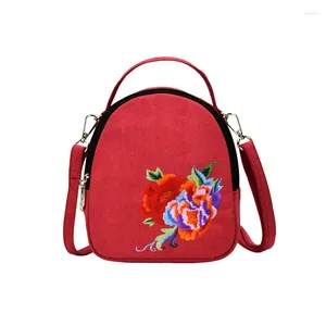 Bolsa Moda Mulher ombro ombro de bordado de mão vintage Pretty Flower Chinese nacional bolsa de bolsa Compras Mensageiro de viagem