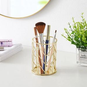 Storage Bottles Cosmetics Makeup Brushes Box Cylindrical Case Lipstick Brush Pen Holder Organizer Wrought Iron