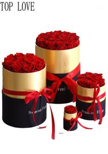 HQ 171219 PCS 46cm bevarade eviga rosor med Box New Year Valentine039s Gifts Forever Everlasting Rose Wedding Decoratio4737118