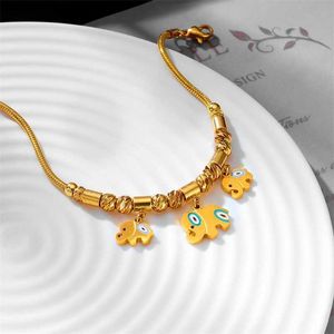 BANGGLE 316L in acciaio inossidabile Nuovo moda per perle intagliate per perle intagliate appende 3 elefanti ad anteprima braccialetti a catena spessa per donne