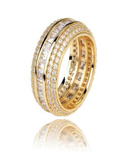 Pierścienie hip -hop biżuteria moda mężczyźni kobiety wykwintne Rhodium 18K złota luksusowe luksusowe klaster klastra cyrkonu 2129693