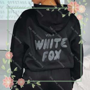 Sweatshirts WF-Women Hoodies Letter Print 2 Piece Outfits Fox Cowl Neck Long Black White Sheeve Sweatshirt and Pants Set Tracksuit Pullover Hooded Sports Suits