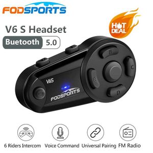 Mobiltelefonörlurar fodsports v6 s motorcykel hjälm headworn bluetooth 6 ryttare interconnecticador motorcykel j240508