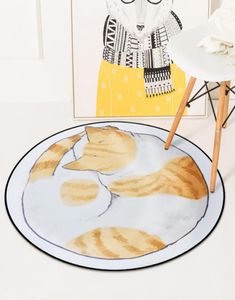 Lazy Cat Round Carpets for Livin Room Computer Chair Floor Mat Bedside Rugs Kids Play Mat European Cloakroom Carpet tapis salon7378437