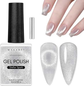 Nail Gel Makartt Cat Eye Polish Glitter Holographic with Magnet 16ml Reflective Translucent UV for Art Q240507