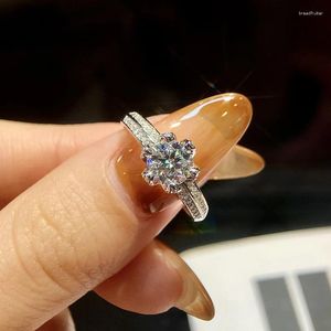Klusterringar gra 1ct bladform certifierad moissanite diamant för kvinnor gåva riktig 925 sterling silver högkvalitativ bröllop fina smycken