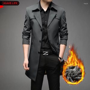 Men's Trench Coats Bussiness Casual Windbreaker Cotton Coat High Quality Mens Jackets Autumn Winter Mid-length Warm Man Jacket Fashion