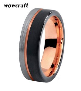 8mm Rose Gold Black Tungsten Men039s Jewelry Ring Wedding Band Brushed Finish Engagement Anniversary Ring with Confort Fit6197857