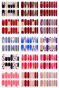 Europeiska och USA Fashion Nail Stickers 14 Tips Finger Nails Decals Crystal Glitter Gold Silver Stamping Sticker1540157