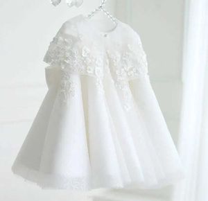 洗礼ドレス最初の誕生日パーティードレスレースプリンセス女の女の子と結婚式の白人バプテストボールQ240507