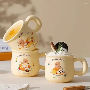 Muggar 400 ml Cartoon Lovely Bear Mug Breakfast Milk Coffee Ceramic Cup For Kids Adult Korean Modern Office Home Drinking Tousils