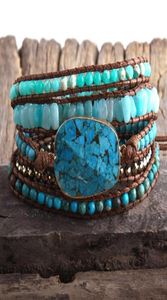 Women Gift New Digner Fashion Boho Bracelet Handmade Mixed Turquoise Natural Ston Charm 5 Strands Wrap Bracelets293Q1286239