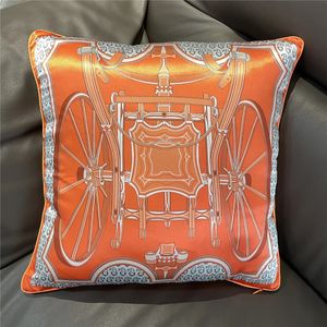 Luxury Brand Design Wheel Silk Throw Pillow Fashion Pillowcase Sofa Chair Car Lumbar Pillow Cushion Cover Back Cushion 240508