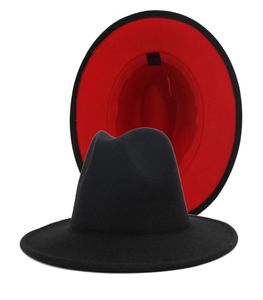 Donne da uomo Black Red Patchwork lana in lana in feltro floppy jazz fedora cappelli di moda festa formale cappello da cowboy largo brim panama trilby cap6519896