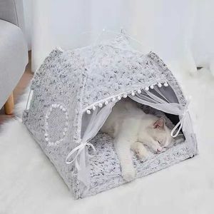 Mobili per gatti mobili dolci principessa letto gatto il teepee generale chiuso amaca accogliente con pavimenti pieghevole tenda gatto dog house cuscinetto cuscinetto d240508