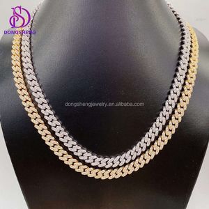 Niestandardowa biżuteria premium 8 mm Moissanite Cuban Link Sieć Miami Real 925 Srebrny Cadena Cubana Diamentowy hip hop