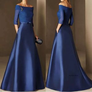 Elegancka A-Line Prom Off-the-rushader 1/2 rękawie długość podłogi marszczenie aplikacji cekiny celebrowane gwiazdy sukienki wieczorowe plus size na zamówienie B5008 0508