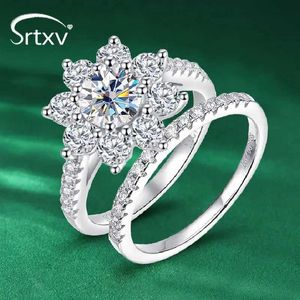 Anelli di banda 2ct Ring di girasole Mosonite per donne 925 Sterlsilver Wedding Engagement Sparkldiamond Band Bridal Set Gift Jewelry J240508