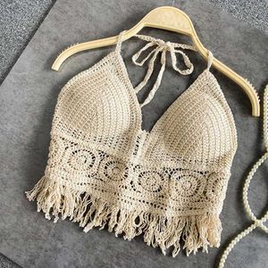 Tanques femininos Boho Beach Holidayole Halter Sexy Mulheres Crochê Ministra Brau Bra Braflente Vest Cole