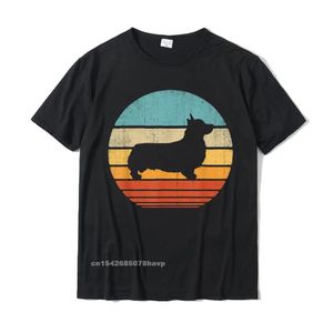 Corgi Vintage Silhouette 60S 70S Retro Gifts Dog Lover Men Shirt Tops Рубашка для Slim Fit Cotton T Roomts Camisa 240429