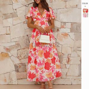 Casual Dresses Designer Dress 2024 Spring/Summer New Fresh and Elegant Floral Display Open Back Design Dress Plus Size Dresses