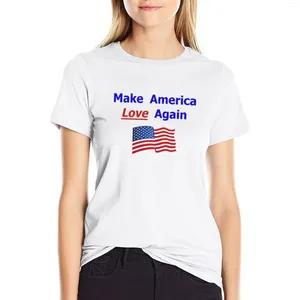 女性のポロはアメリカを再び愛するTシャツ美学服ヒッピートップ女性