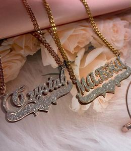 Personalized Name Necklace Custom Bling s Gold Stainless Steel Cuban Chain Choker for Women Jewelry Gift 2207228606352