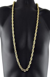 8 mm tjock 76 cm lång fast rep ed kedja 24k guld silver pläterad hiphop ed kedja halsband för mens292d8573012