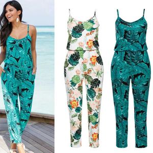 Le tute femminile Rompeggiano tute da donna salti sexy Slip Sleless Tasca Floral Malance Fe Pocket Suitsuits XXQQ-8896 D240507