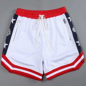 Shorts masculinos masculinos respiráveis ​​shorts de basquete branco malha de malha esportiva de lazer esportes esportes de treinamento externo de treinamento t240507