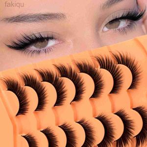 Falska ögonfransar 7 par puffiga falska ögonfransar Fox Cat Eyelids Wing False Eyelashes Eyeliner Effekt Naturligt utseende 6D Silkögonfransar D240508