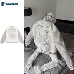 Hip Hop Patchwork Beyzbol Ceket Erkek Kadın Yüksek Sokak Mektubu Nakış Motosiklet Ceketleri Unisex Harajuku Bombacı Dış Giyim 240507