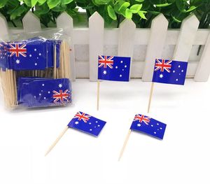5000 peças bandeira picks buffet sanduíche de comida de festa sticks austrália bandeiras Au bandeiras bastões picaretas de dente de madeira decoração de mesa de madeira4287006