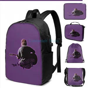 Backpack Graphic Print The Last of Us 2 (12) USB Charge Men School School Bag Laptop de viagem