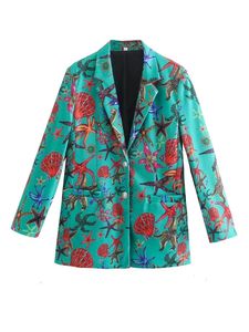 European American classic womens starfish Printed Blazer small suit allmatch jacket Chic Lady coat Female Outwear top 240507