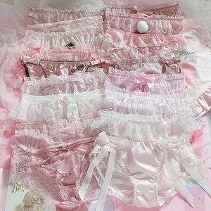 Women's Panties Japanese style soft girl thin transparent pink Lolita lace cute sexy lingerie fatL2405