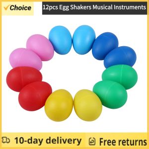 Instrumentos 12pcs Shakers de ovos Instrumentos musicais Ovo de percussão para crianças Toys Sortora de ovos de Páscoa de Plástico para Educação Aprendizagem Musical