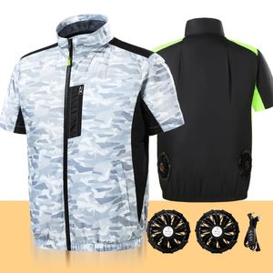 Män kyler Vest Motorcykelfläkt Vest Luftkonditioneringskläder USB Laddningsfläktkläder Kvinnor Fan Jacket Kropp Kylkläder 240507