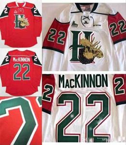 Thr Halifax Mooseheads 22 Nathan MacKinnon Hokey Forması Beyaz Kırmızı 100 Dikişli Nakış Hokey Formaları4731501