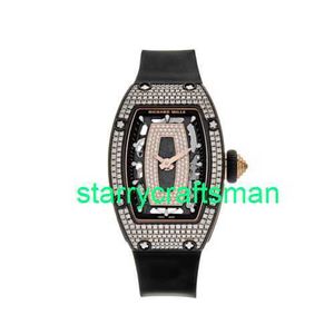 RM Luxury Watches Mechanical Watch Mills Rm07-01 Rose Gold Carbon Tpt Diamond Border stDV