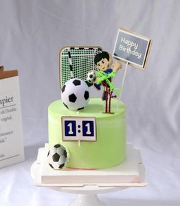 その他のお祝いのパーティーはサッカーケーキトッパー装飾サッカーボーイファーストハッピーバースデーフットバルトリートテーマデザート装飾1077214