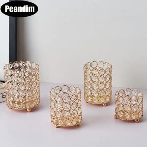 Держатели Paindim Gold Silver Crystal Holders Halders Candle Lantern Pencil Contains Container Makeup щедрый держатель свадебный домашний декор Candelabra Home Decor