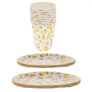 Disposable Dinnerware 30 Pcs Plate Wedding Party Paper Cups Birthday Supplies Flatware Leopard Print Plates Baby