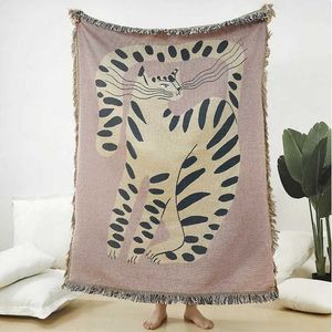Blankets Floral Woven Throw Blanket Daisy Pattern Wall Carpet Sofa Bed Room Decor Tassel Thread Blanket Large Throw Tapestry Picnic Mat