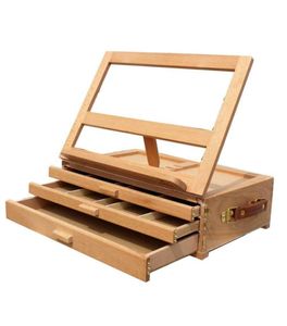 Арт -регулируемый художник Beech Wooden Tabletop Sketch коробка мольберт 3Drawer Portable5705212