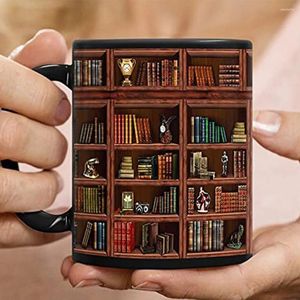 Mugs C Handle Bookshelf Mug Stylish Ceramic Cup For Bookworms Durable Ceramics C-Handle Coffee Unique